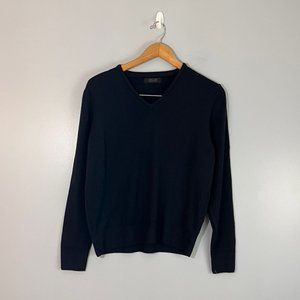 Zara Man (or Unisex) V-Neck Navy 100% Wool Sweater